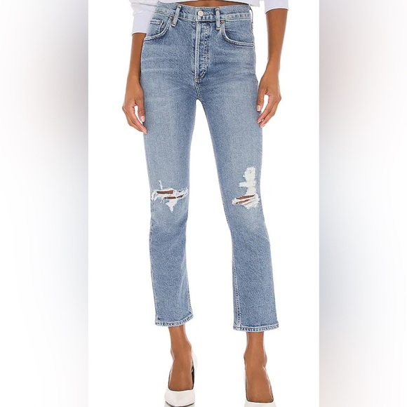 Agolde Denim - Agolde Jeans Womens 26 Riley High Rise Straight Crop Light Button Fly Streetwear
